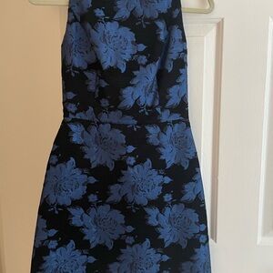 Alice + Olivia Black and Blue Floral Mini Dress
